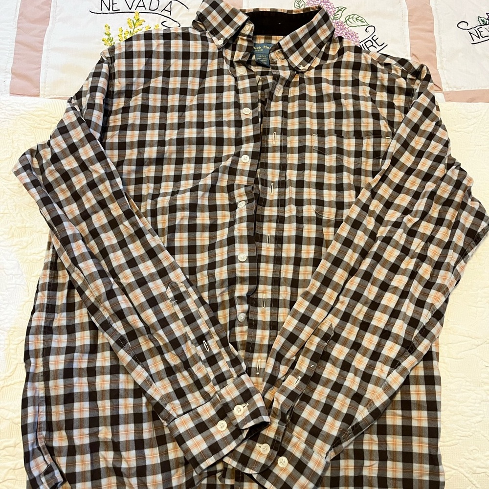 Duck Head Men's Checkered Shirt - Brown, White, and Black